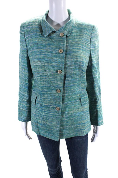 women's collared long sleeves five button blazer multicolor