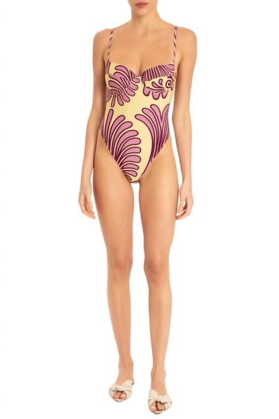 deco shell swimsuit with straps in citrus