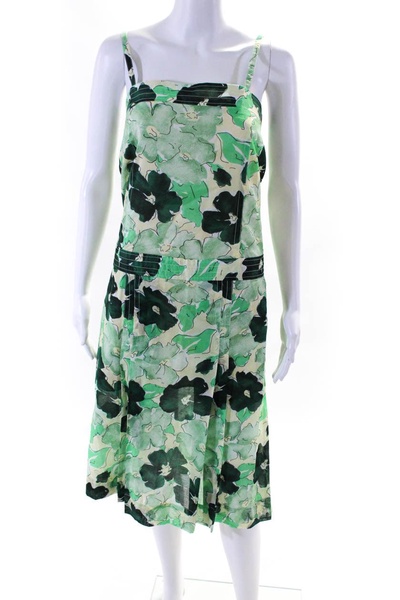 womens floral print big blooms cotton organza dress mint green