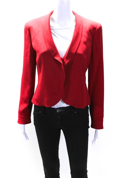 womens lined shawl collar button down jacket red