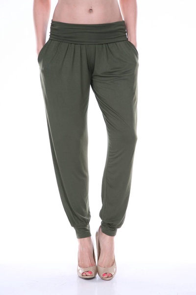 women's harem pants in olive