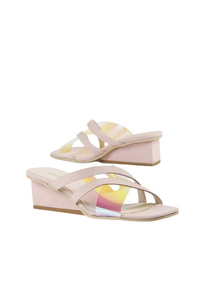 women's strappy square wedge in pink