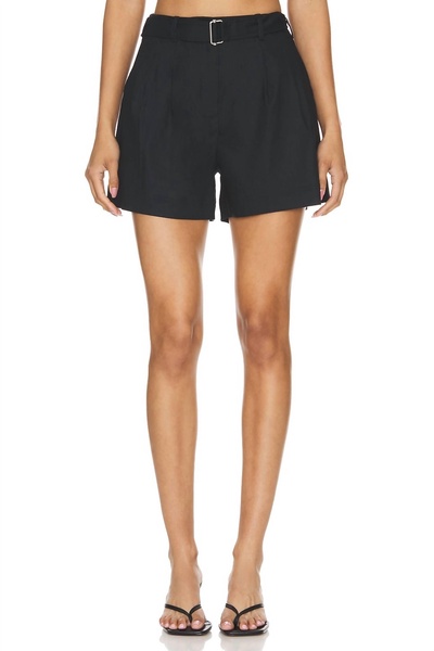 fletcher cuffed pleated short in black