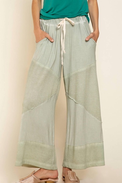 contrast knit culottes in desert sage