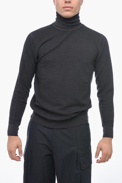 turtleneck damiè jacquard virgin wool sweater