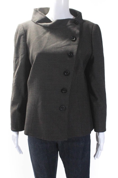 women's asymmetrical long sleeves button jacket brown