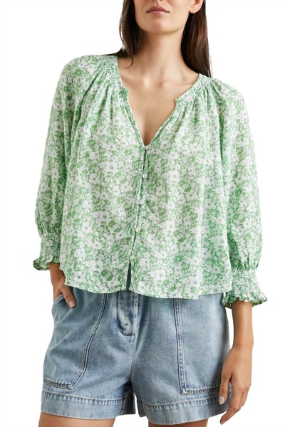 mariah blouse in green texture