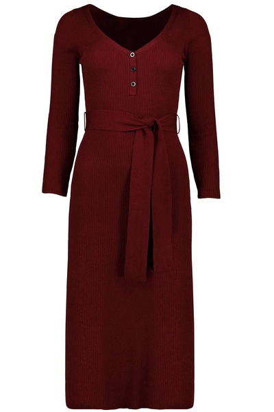 poetry in motion henley sweater dress in currant