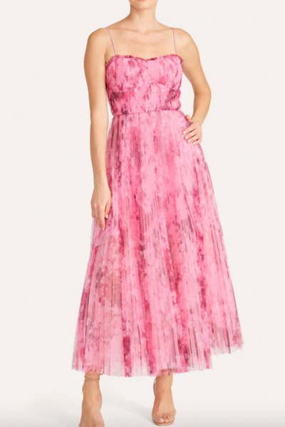 sleeveless tulle long dress in superimposed flora