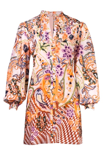 women's jenny dress in orange paisley