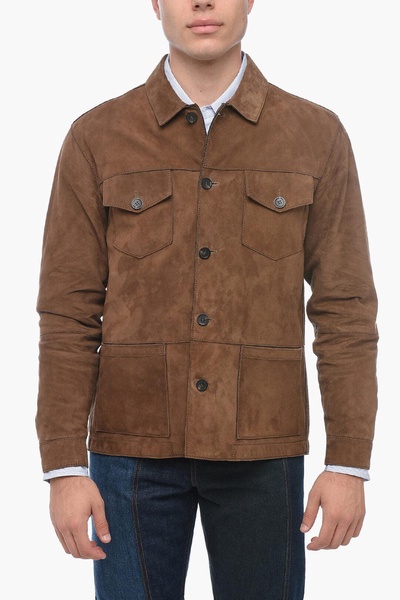 suede derby jacket with knitted lining