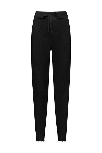 women's cotton cashmere frayed jogger in black