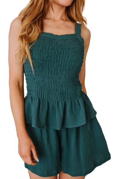 so exceptional smocked tank in green