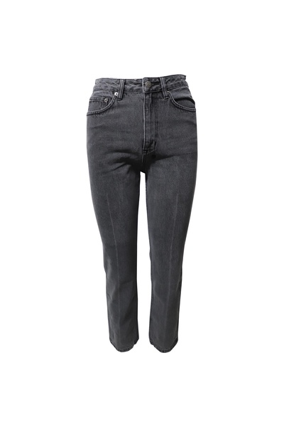 straight-leg jeans in grey cotton denim