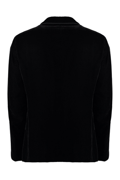 GIORGIO ARMANI Men's Single-Breasted Velvet Jacket for FW23 in Black