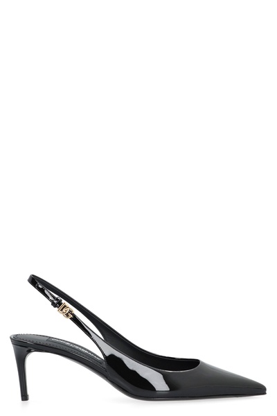 DOLCE & GABBANA Lollo Leather Slingback Pumps - Black