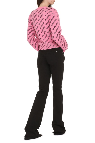 BALENCIAGA Pink Jacquard Crew-Neck Sweater for Women