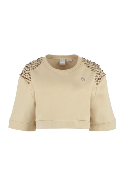 Pinko Short-Sleeved Cotton Crewneck Sweatshirt