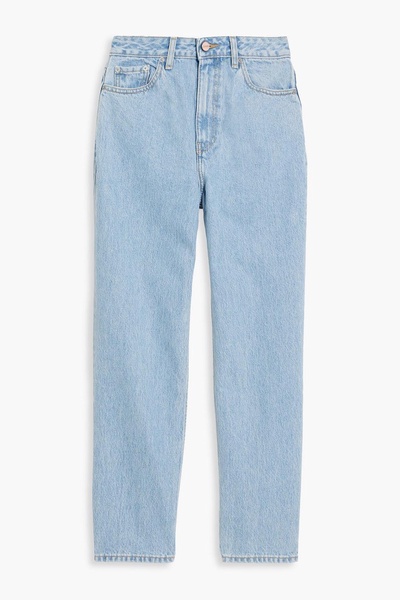 Faded cropped high-rise tapered jeans