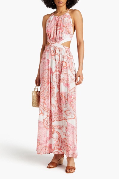 Arabella cutout printed voile maxi dress