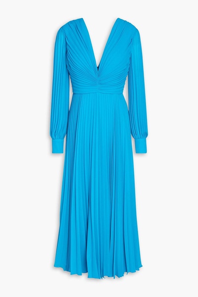 Ruched pleated chiffon midi dress