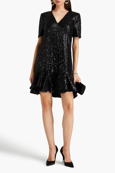 Sequin-embellished lamé mini dress