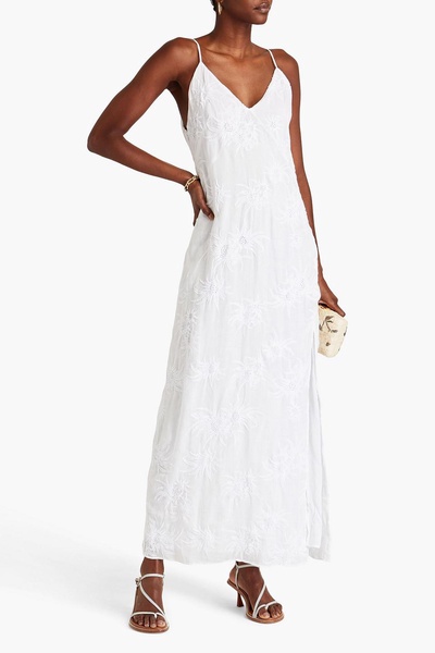 Embroidered ramie maxi dress