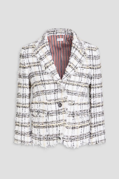 Checked metallic bouclé-tweed blazer