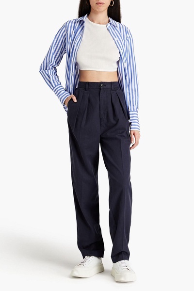 Keaton pleated cotton and Lyocell-blend straight-leg pants