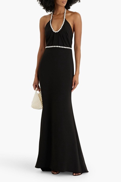 Embellished crepe halterneck gown