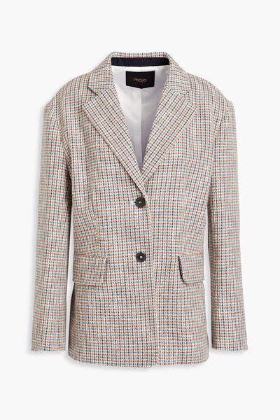 Houndstooth cotton-blend tweed blazer