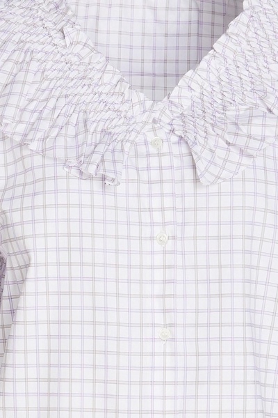 Ruffled checked cotton-poplin shirt