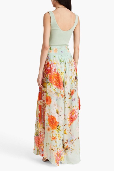 Printed silk-chiffon wide-leg pants