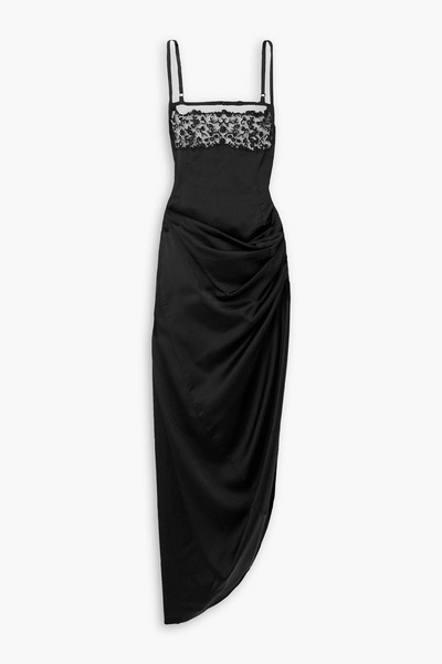 La Saudade Longue Brodée asymmetric draped embroidered woven maxi dress