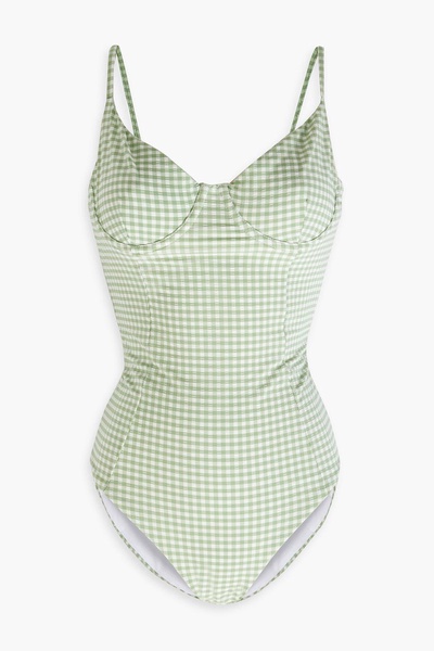 Gingham stretch-seersucker swimsuit