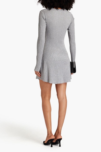 Sully cutout metallic ribbed-knit mini dress