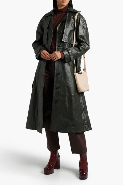 Rhythm shearling-trimmed leather trench coat