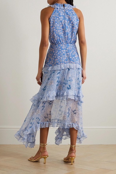 Jolie tiered floral-print silk-chiffon and crepon maxi dress