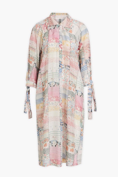 Printed silk crepe de chine shirt dress