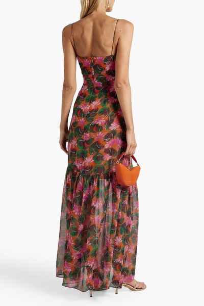 Ani ruffled printed silk-chiffon maxi dress