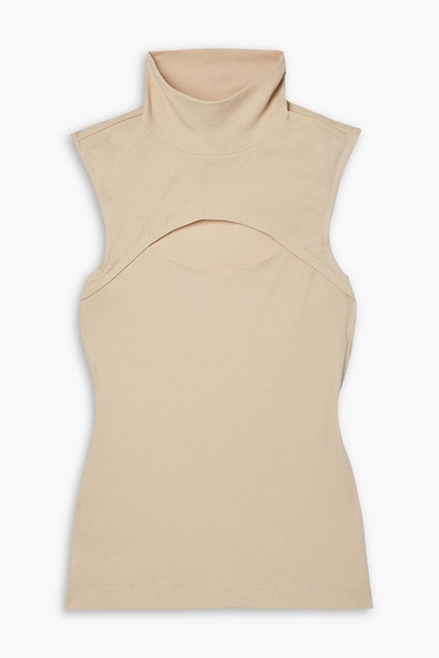 Cutout cotton-jersey turtleneck tank