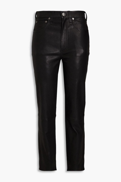 Leather slim-leg pants