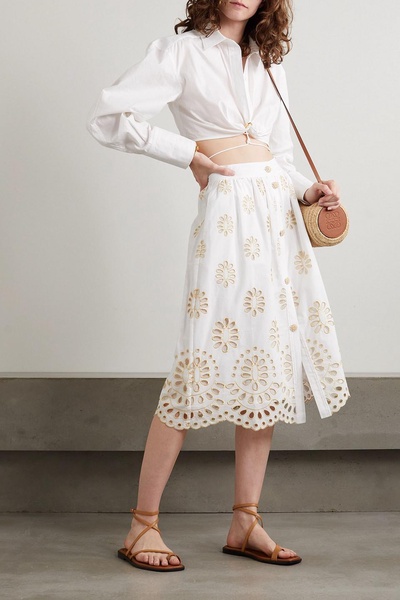 Bonnie broderie anglaise cotton-voile skirt