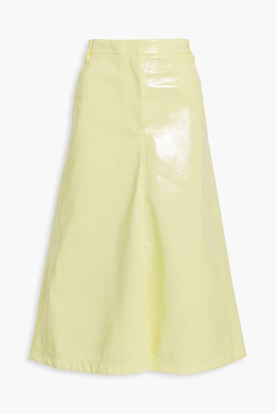 Faux patent-leather midi skirt