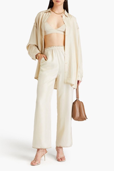 Silk-satin wide-leg pants