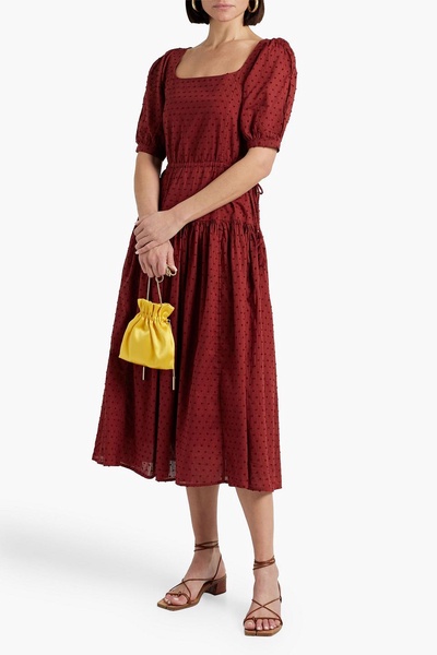 Nashua striped fil coupé cotton-jacquard midi dress