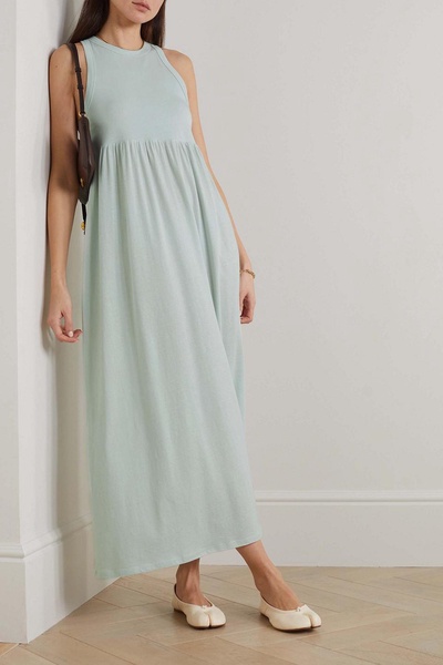 Gathered cotton-jersey maxi dress