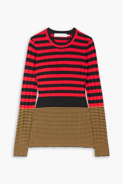 Striped ribbed-knit sweater