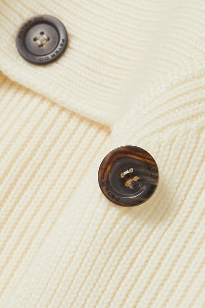 Oversized button-embellished ribbed wool sweater