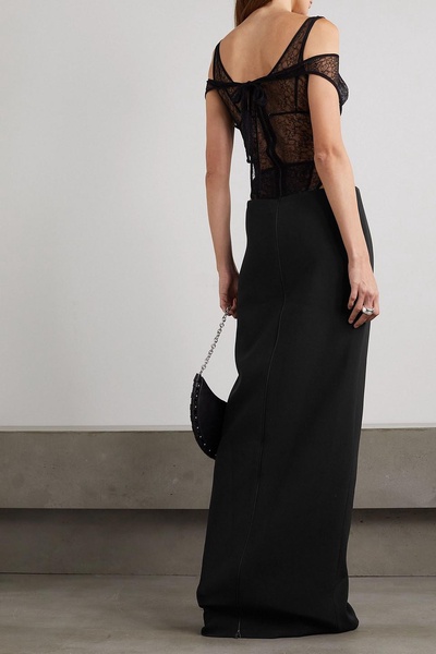 Cutout lace and cady maxi dress